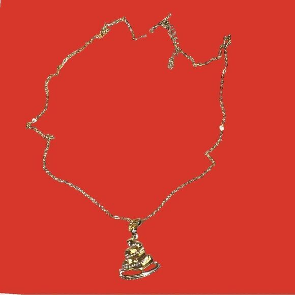 Christmas holiday gold Christmas tree necklace! - Picture 7 of 7